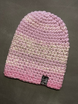 Czapka Merino 13 - różowy melanż