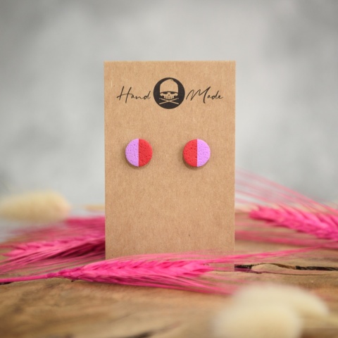 Kolczyki Dots Half - fioletowo-czerwone