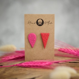 Kolczyki Nie Do Pary - różowo-czerwone