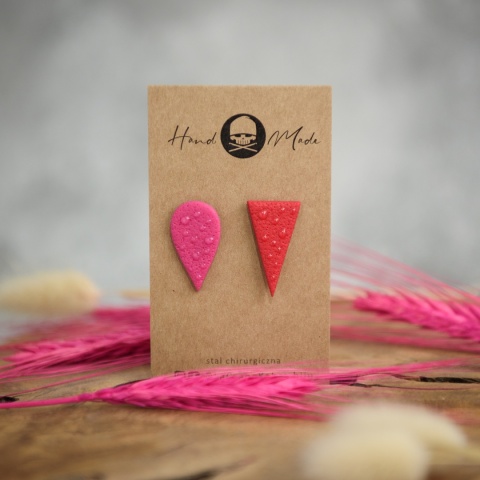 Kolczyki Nie Do Pary - różowo-czerwone