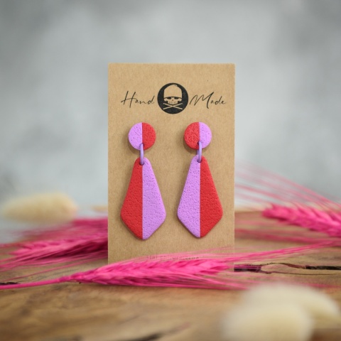 Kolczyki Zuza - czerwono-fioletowe